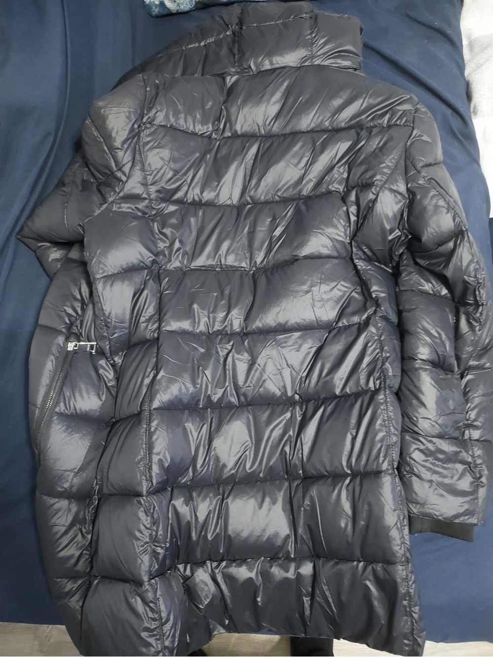 DKNY Women's Shiny Black Quilted Down Puffer Coat
